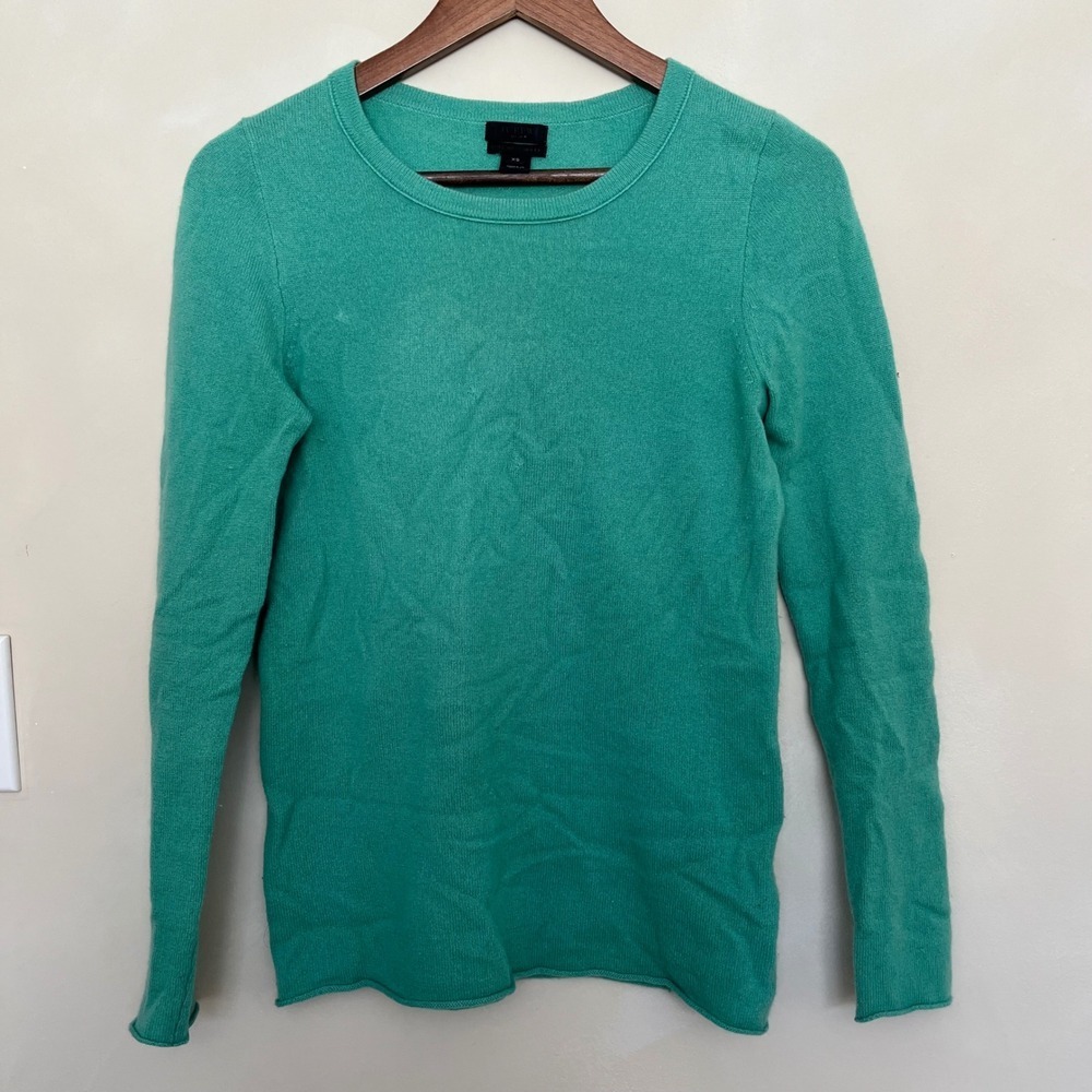 J Crew Sweeater Womens XS Italian Cashmere Teal Green Pullover Crewneck 53268